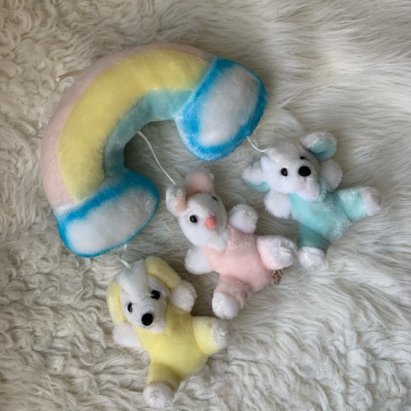 VTG 1984 Jolly Jumper Pastel Rainbow Animal Mobile Crib Hanger - Picture 2 of 11